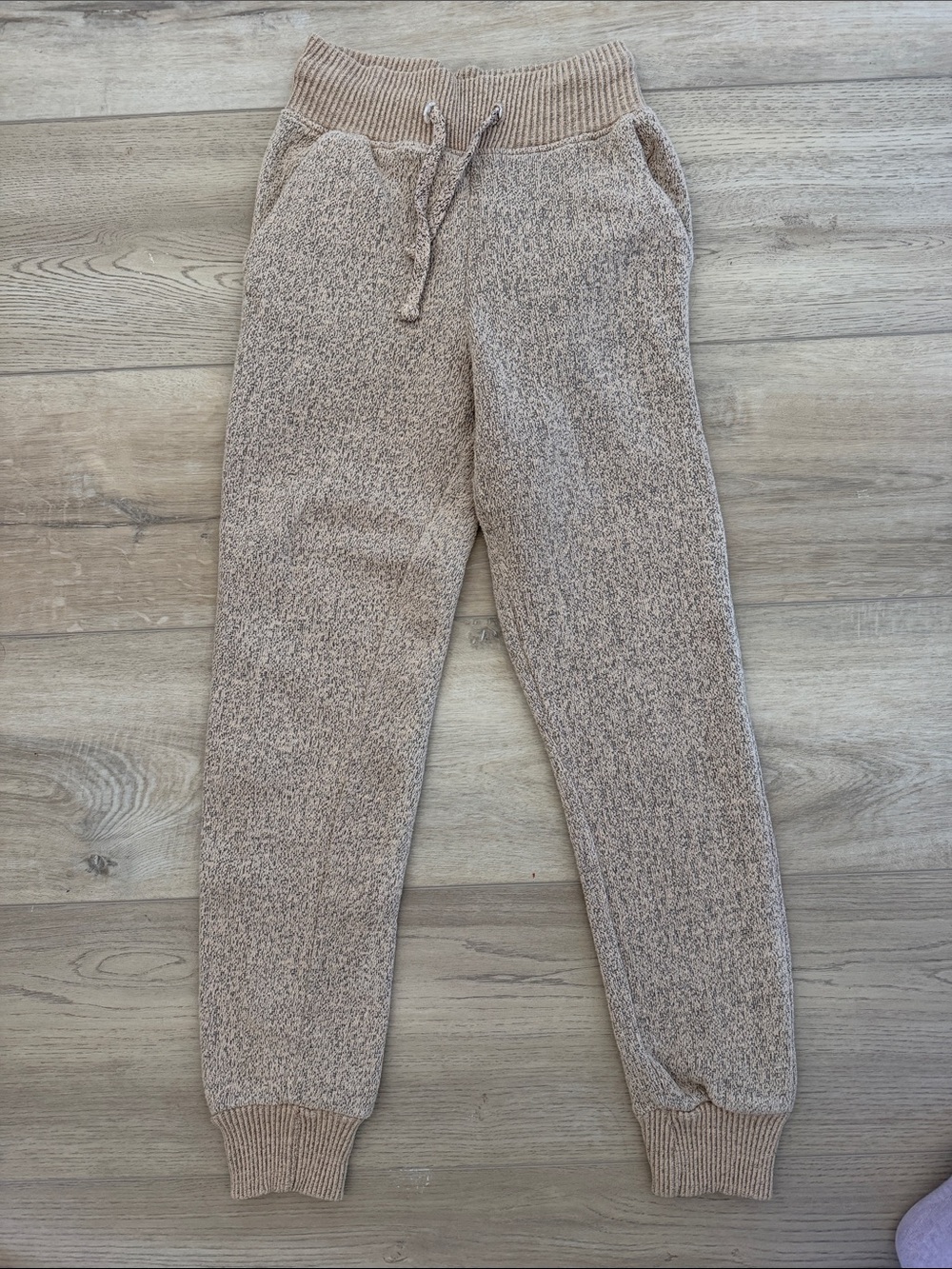Cozy Knit Drawstring Joggers - Beige